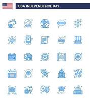 gelukkig onafhankelijkheid dag pak van 25 blues tekens en symbolen voor leger heet ik backetball voedsel heet hond bewerkbare Verenigde Staten van Amerika dag vector ontwerp elementen