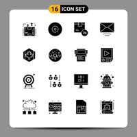 reeks van 16 modern ui pictogrammen symbolen tekens voor vlag mail DVD brief Verzending bewerkbare vector ontwerp elementen