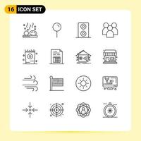 schets pak van 16 universeel symbolen van kind Patat pin team beheer bewerkbare vector ontwerp elementen