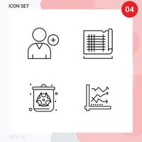 universeel icoon symbolen groep van 4 modern gevulde lijn vlak kleuren van volgen verontreiniging bouw kaart diagram bewerkbare vector ontwerp elementen