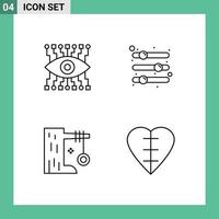 4 universeel lijn tekens symbolen van oog speelbal configuratie voorkeur schommel bewerkbare vector ontwerp elementen