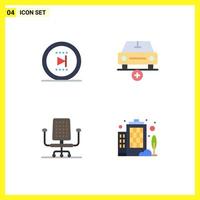 4 vlak icoon concept voor websites mobiel en apps film stoel voorwaarts meer werk bewerkbare vector ontwerp elementen