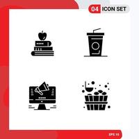 reeks van 4 modern ui pictogrammen symbolen tekens voor boek web onderwijs drinken aanbod bewerkbare vector ontwerp elementen