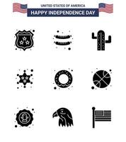 solide glyph pak van 9 Verenigde Staten van Amerika onafhankelijkheid dag symbolen van voeding donut Verenigde Staten van Amerika ster leger bewerkbare Verenigde Staten van Amerika dag vector ontwerp elementen