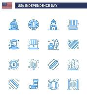 groot pak van 16 Verenigde Staten van Amerika gelukkig onafhankelijkheid dag Verenigde Staten van Amerika vector blues en bewerkbare symbolen van pet Verenigde Staten van Amerika adelaar presidenten dag bewerkbare Verenigde Staten van Amerika dag vector ontwerp elementen