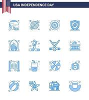 16 Verenigde Staten van Amerika blauw tekens onafhankelijkheid dag viering symbolen van boog bescherming bbq Amerikaans ster bewerkbare Verenigde Staten van Amerika dag vector ontwerp elementen