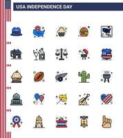 reeks van 25 Verenigde Staten van Amerika dag pictogrammen Amerikaans symbolen onafhankelijkheid dag tekens voor vlag maaltijd taart voedsel hamburger bewerkbare Verenigde Staten van Amerika dag vector ontwerp elementen