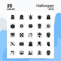 25 halloween icoon reeks 100 bewerkbare eps 10 bestanden bedrijf logo concept ideeën solide glyph icoon ontwerp vector