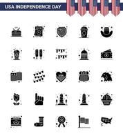 pak van 25 Verenigde Staten van Amerika onafhankelijkheid dag viering solide glyph tekens en 4e juli symbolen zo net zo pet onafhankelijkheid Amerikaans vakantie cole bewerkbare Verenigde Staten van Amerika dag vector ontwerp elementen