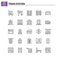 25 trein station icoon reeks vector achtergrond