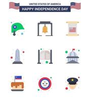 gelukkig onafhankelijkheid dag 9 flats icoon pak voor web en afdrukken bar Verenigde Staten van Amerika rol zicht mijlpaal bewerkbare Verenigde Staten van Amerika dag vector ontwerp elementen