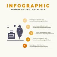 Adobe veer Inktpot Amerikaans solide icoon infographics 5 stappen presentatie achtergrond vector