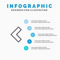 pijl terug links lijn icoon met 5 stappen presentatie infographics achtergrond vector