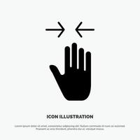 hand- gebaar snuifje pijl zoom in solide glyph icoon vector