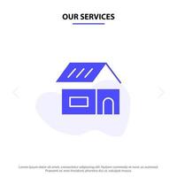 onze Diensten gebouw bouwen bouw huis solide glyph icoon web kaart sjabloon vector
