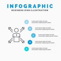 pijlen carrière richting werknemer menselijk persoon manieren lijn icoon met 5 stappen presentatie infographics achtergrond vector