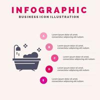 badkamer schoon douche solide icoon infographics 5 stappen presentatie achtergrond vector