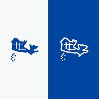 Canada kaart plaats lijn en glyph solide icoon blauw banier lijn en glyph solide icoon blauw banier vector
