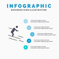 werkzaamheid ski skiën sportman solide icoon infographics 5 stappen presentatie achtergrond vector