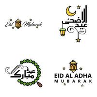 eid mubarak pak van 4 Islamitisch ontwerpen met Arabisch schoonschrift en ornament geïsoleerd Aan wit achtergrond eid mubarak van Arabisch schoonschrift vector