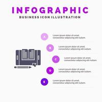 toepassing het dossier smartphone tablet overdracht solide icoon infographics 5 stappen presentatie achtergrond vector