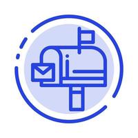 mail doos bericht e-mail blauw stippel lijn lijn icoon vector