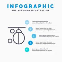 zak bokser boksen ponsen opleiding lijn icoon met 5 stappen presentatie infographics achtergrond vector