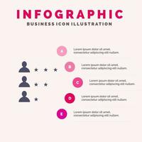 bedrijf baan vind netwerk solide icoon infographics 5 stappen presentatie achtergrond vector