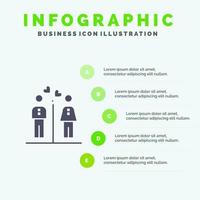 mannen Dames paar jongen meisje solide icoon infographics 5 stappen presentatie achtergrond vector