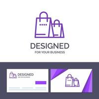 creatief bedrijf kaart en logo sjabloon zak handtas boodschappen doen winkel vector illustratie