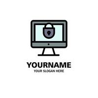 computer internet slot veiligheid bedrijf logo sjabloon vlak kleur vector