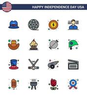 16 creatief Verenigde Staten van Amerika pictogrammen modern onafhankelijkheid tekens en 4e juli symbolen van taart pet geld Amerikaans Amerikaans bewerkbare Verenigde Staten van Amerika dag vector ontwerp elementen