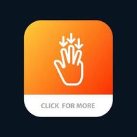 vinger naar beneden pijl gebaren mobiel app knop android en iOS lijn versie vector