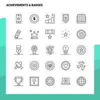 reeks van prestaties badges lijn icoon reeks 25 pictogrammen vector minimalisme stijl ontwerp zwart pictogrammen reeks lineair pictogram pak