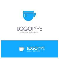 kop thee koffie eenvoudig blauw solide logo met plaats voor slogan vector
