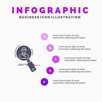 zoeken werknemer hr jacht- persoonlijk middelen hervat solide icoon infographics 5 stappen presentatie achtergrond vector