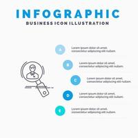 zoeken werknemer hr jacht- persoonlijk middelen hervat lijn icoon met 5 stappen presentatie infographics achtergrond vector