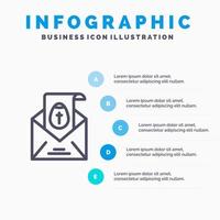 massage mail Pasen vakantie lijn icoon met 5 stappen presentatie infographics achtergrond vector