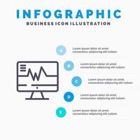 medisch ziekenhuis hart hartslag lijn icoon met 5 stappen presentatie infographics achtergrond vector