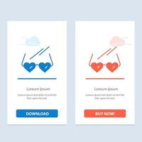 bril liefde hart bruiloft blauw en rood downloaden en kopen nu web widget kaart sjabloon vector