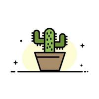 cactus natuur pot voorjaar bedrijf vlak lijn gevulde icoon vector banier sjabloon