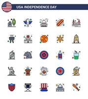 25 creatief Verenigde Staten van Amerika pictogrammen modern onafhankelijkheid tekens en 4e juli symbolen van brug hotdog staat Amerikaans Verenigde Staten van Amerika bewerkbare Verenigde Staten van Amerika dag vector ontwerp elementen