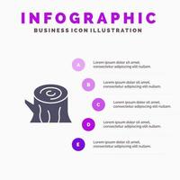 log hout houten voorjaar solide icoon infographics 5 stappen presentatie achtergrond vector