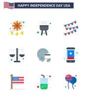 vlak pak van 9 Verenigde Staten van Amerika onafhankelijkheid dag symbolen van cel Amerikaans voetbal partij decoratie Amerikaans wet bewerkbare Verenigde Staten van Amerika dag vector ontwerp elementen