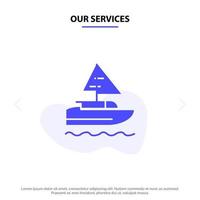 onze Diensten boot schip Indisch land solide glyph icoon web kaart sjabloon vector