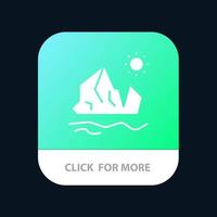 ecologie milieu ijs ijsberg smelten mobiel app knop android en iOS glyph versie vector