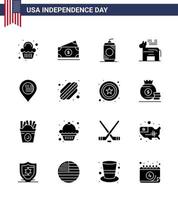 solide glyph pak van 16 Verenigde Staten van Amerika onafhankelijkheid dag symbolen van plaats symbool fles politiek ezel bewerkbare Verenigde Staten van Amerika dag vector ontwerp elementen