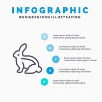 konijn Pasen Pasen konijn konijn lijn icoon met 5 stappen presentatie infographics achtergrond vector