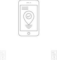 navigatie plaats wijzer smartphone stoutmoedig en dun zwart lijn icoon reeks vector