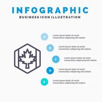 vlag herfst Canada blad esdoorn- lijn icoon met 5 stappen presentatie infographics achtergrond vector